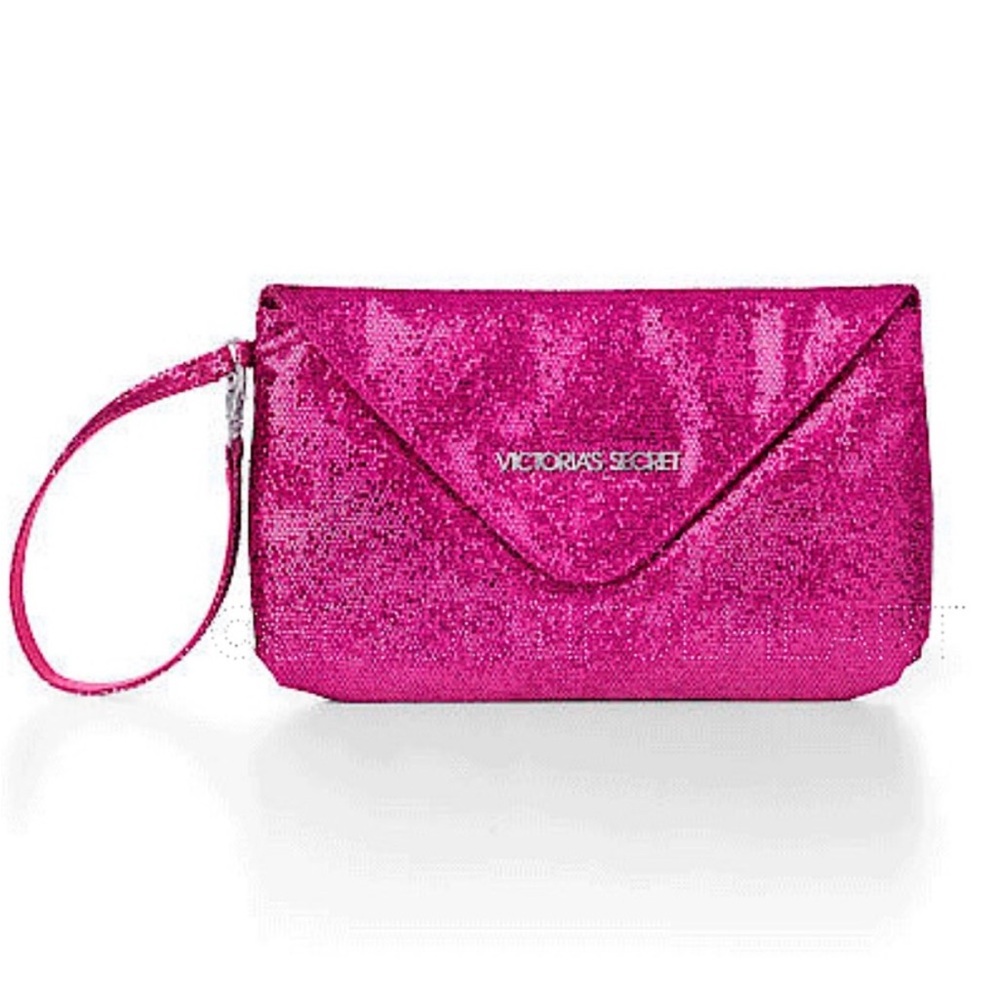 Victoria’s Secret Pink Glitter Limited Edition Envelope Clutch with Strap